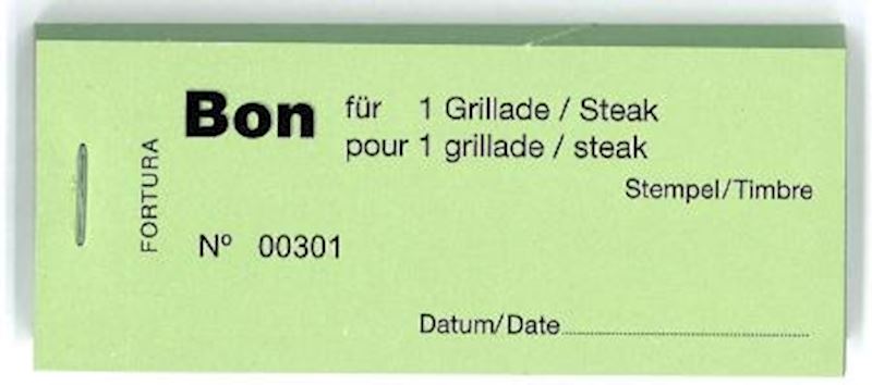 Bloc de bon avec 100 bons pour 1 grillade/steak