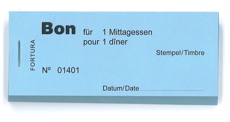 Bloc de bon avec 100 bons pour 1 dîner