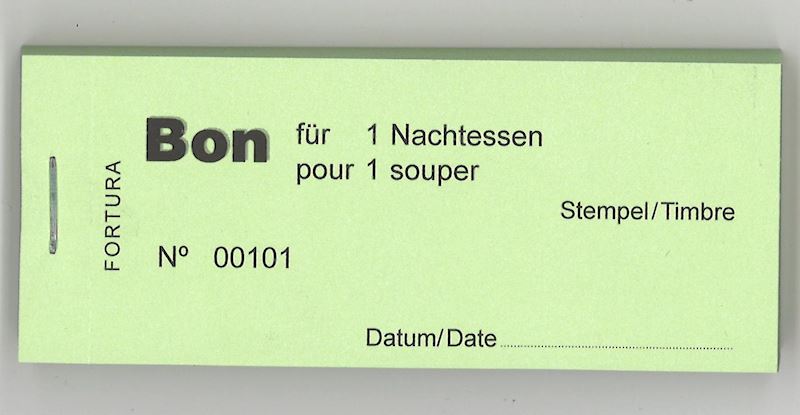 Bonblöckli mit 100 Bons für 1 Nachtessen