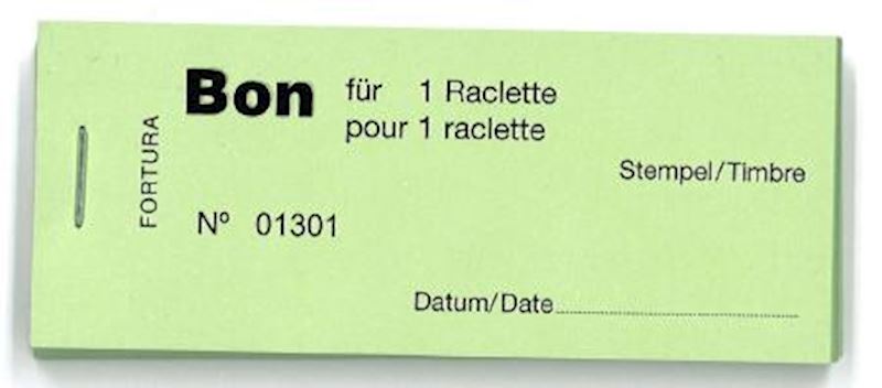 Bonblöckli mit 100 Bons für 1 Raclette