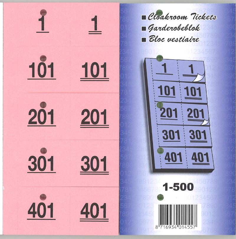 Garderobeblock mit Loch 1-500 rosa 98 x 38 mm