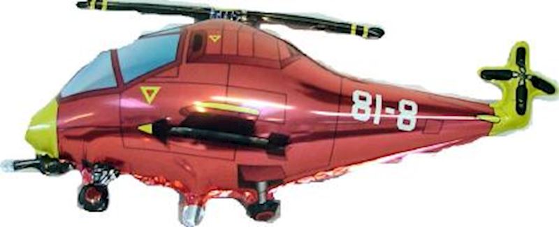Folienballon offen Helikopter Mini rot