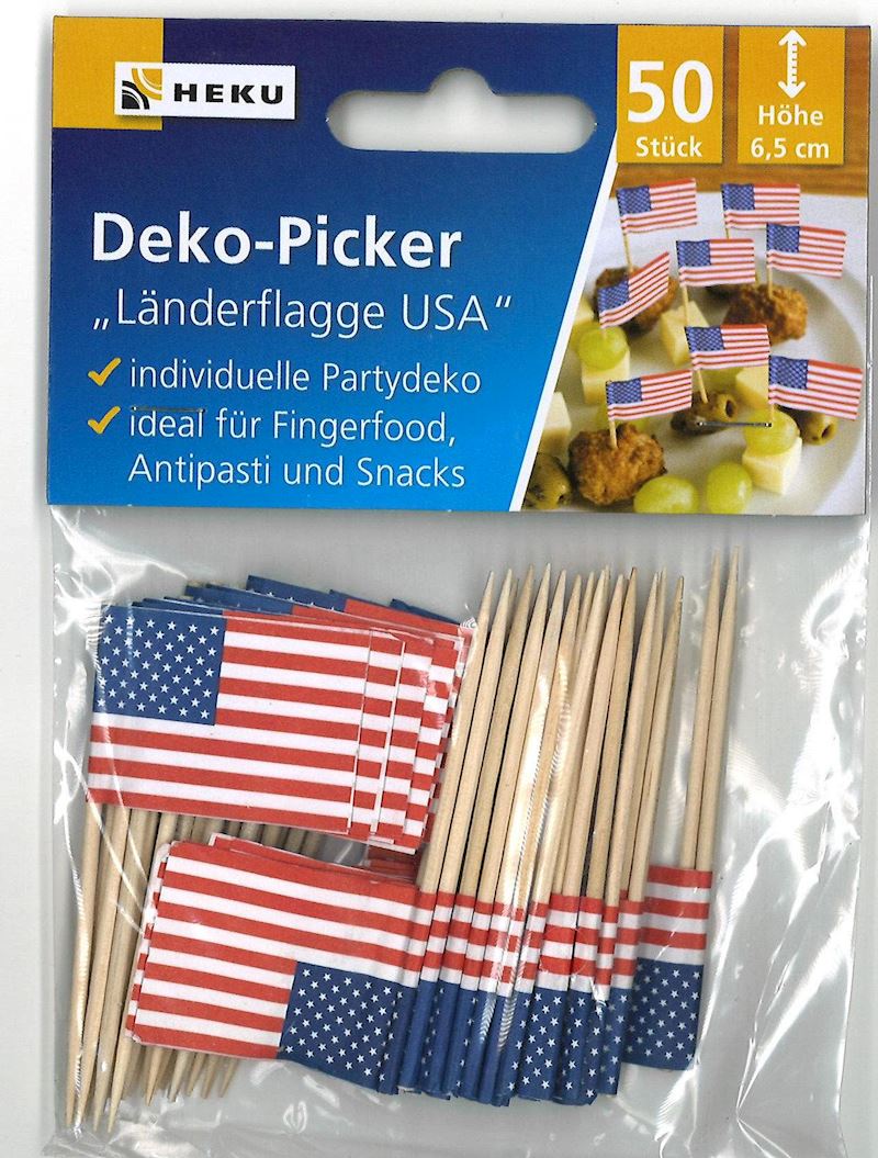 Deko Picker Länderflaggen USA 50 Stk. 6.5 cm