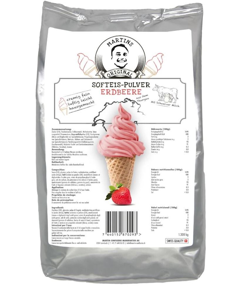 Poudre de glace soft fraise Sachet de 1,3 kg