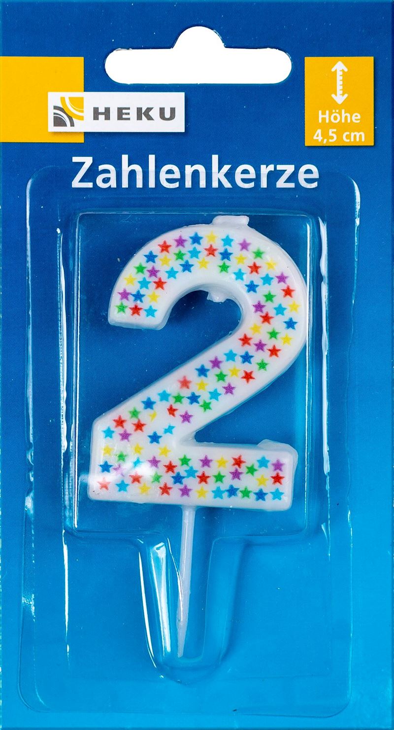 Bougie du nombre avec pincer Numéro 2, 4.5 cm
