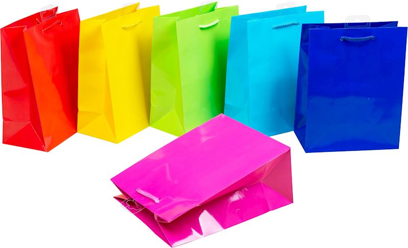 Sac cadeaux 23x18x10cm 7 coul asst.