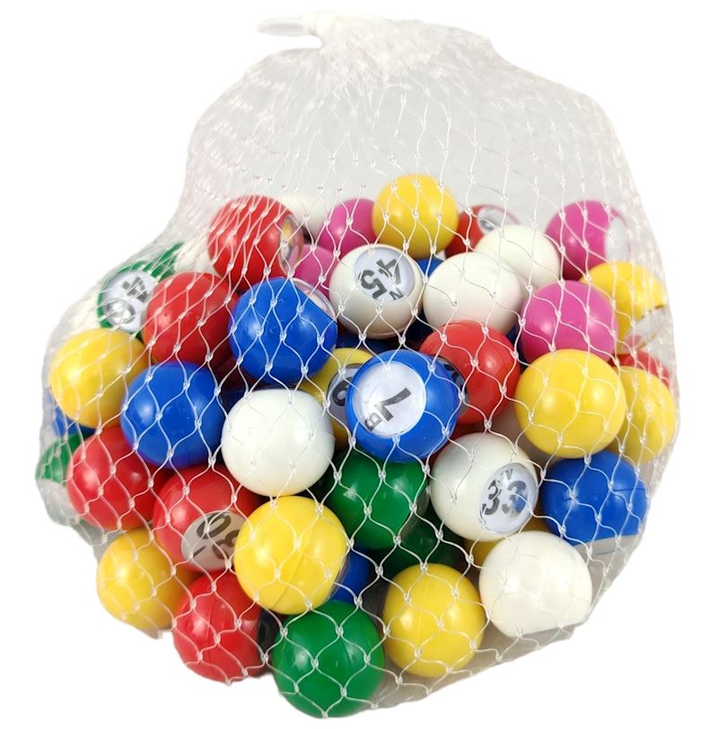 90 Kugeln im Netz Ø 2 cm Lotto Ziehnummern