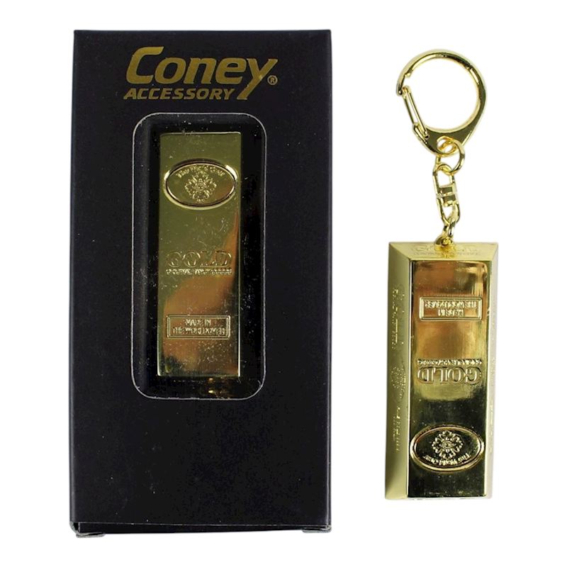 Schlüsselanhänger Goldbarren mit LED-Licht