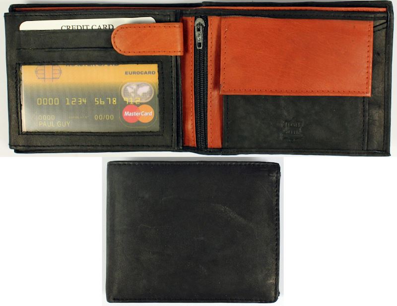 Portemonnaie noir-cognac 