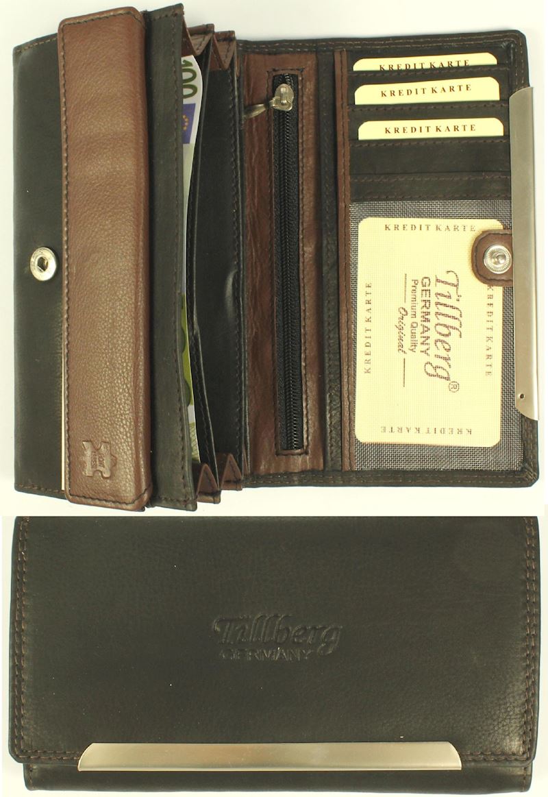 Portemonnaie noir-brun 17x9x2.5cm