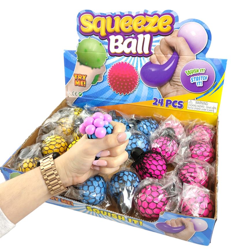 Quetschball Mesh Squishy Ball im Netz 5.5 cm 4 Farben sort.