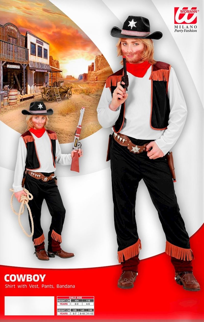 Kostüm Cowboy 158 cm Hose, Shirt, Weste, Halstuch