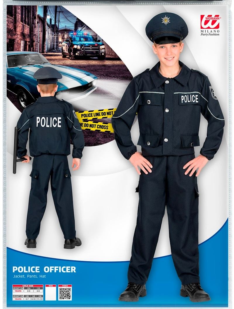 Kostüm Polizist Oberteil, Hose und Mütze Grösse 116 cm