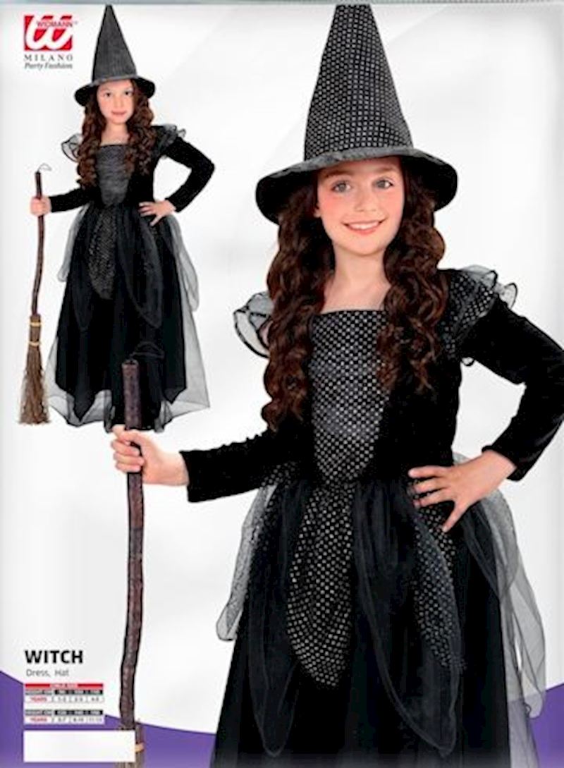 Costume sorcière taille 158 cm avec chapeau