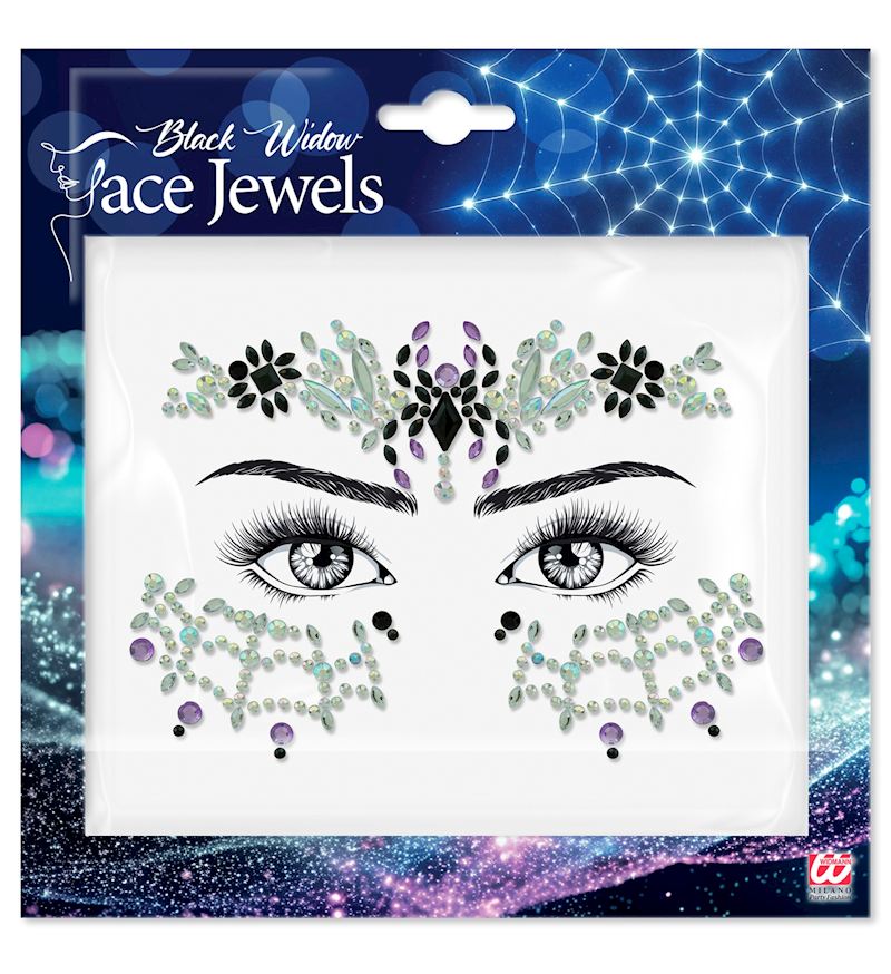 Glitzersteine für Gesicht Schwarze Witwe