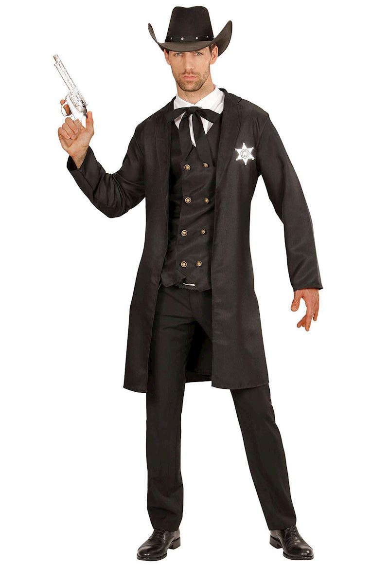 Costume shérif avec manteau, Gilet, col, cravate XL