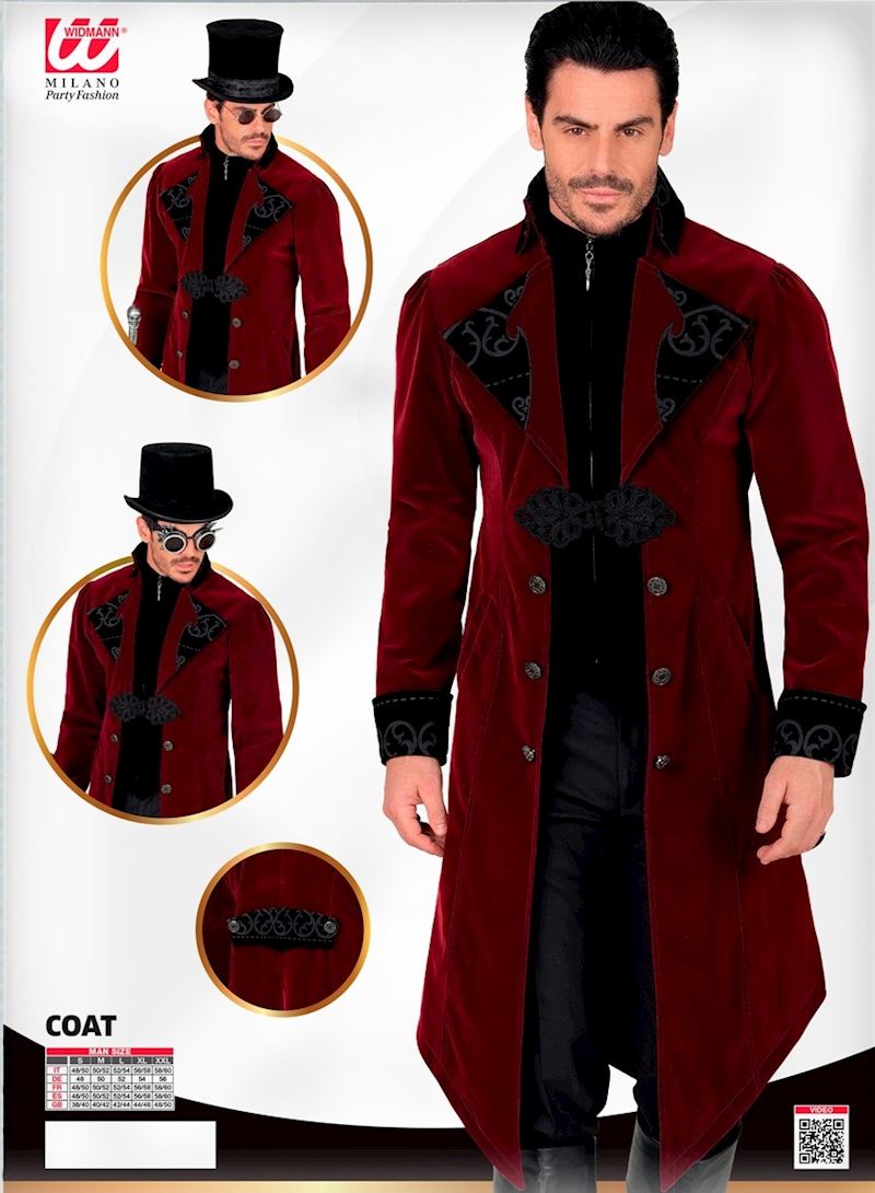 Kostüm Gothic Samtmantel Bordeauxrot, Grösse XL