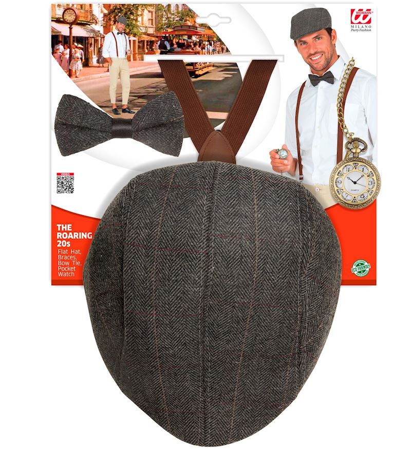 Set Die Wilden 20er Schiebemütze, Hosenträger,