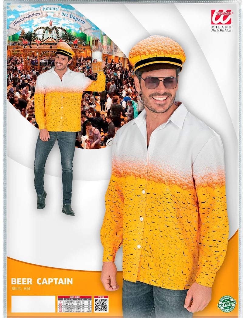 Homme bière chemise et chapeau, taille S/M