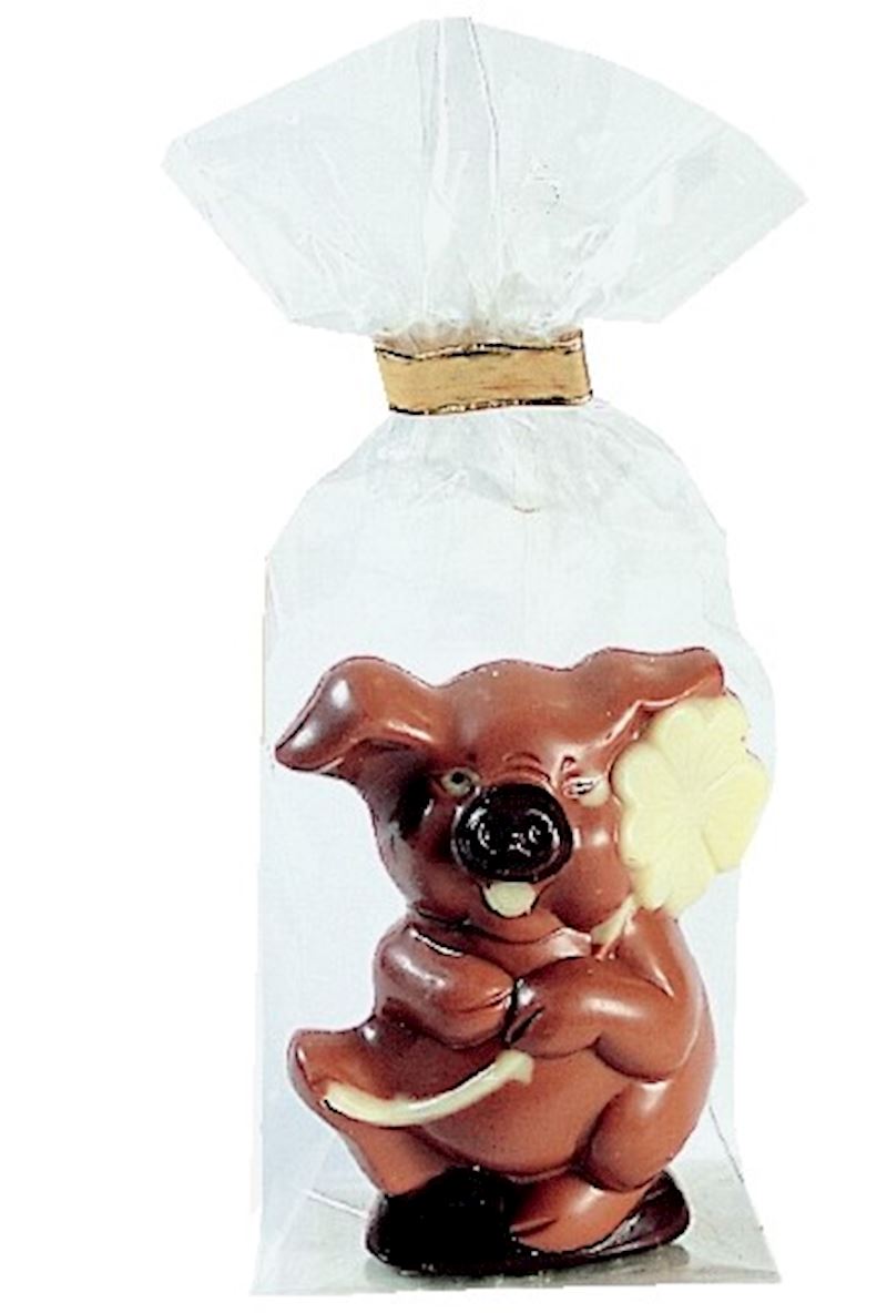 Schokoladen Glücksschwein hohl 25 g 7cm Silvester