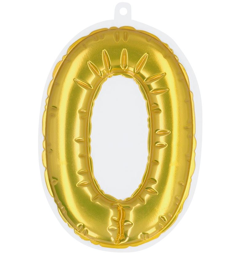 Ballon en alu numéro 0 or 20 cm, autocollant