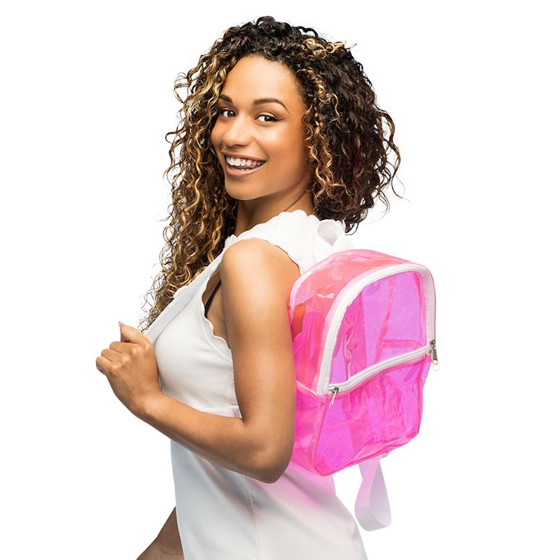 Rucksack Clarity transparent neonrosa, 28x23x10 cm
