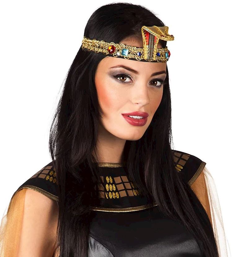 Stirnband Nilkönigin mit Kopfschlange gold mit Steinen