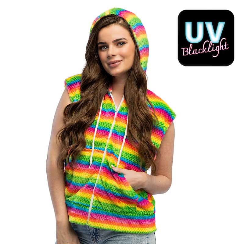 Gilet Fluffy arc-en-ciel taille M