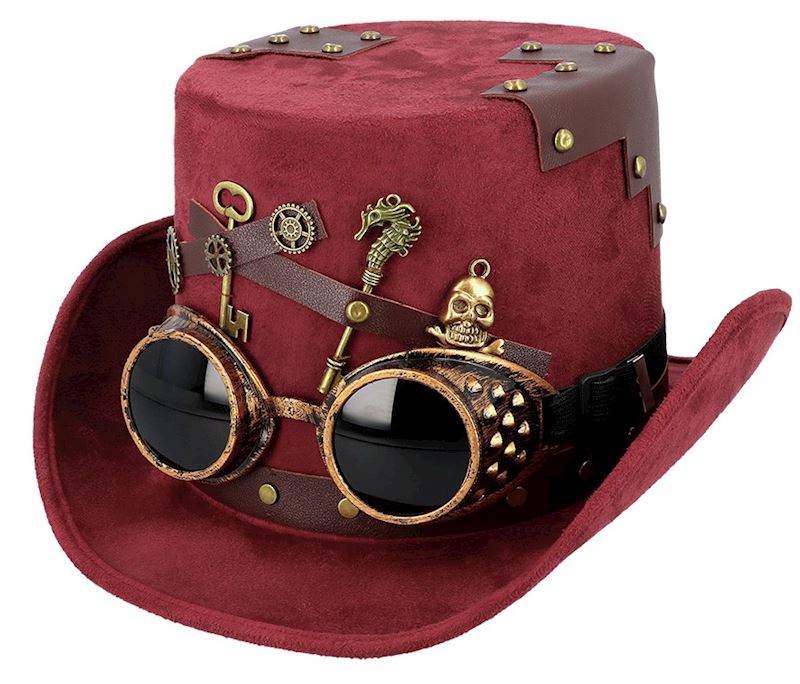 Hut Keypunk bordeaux rot Steampunk