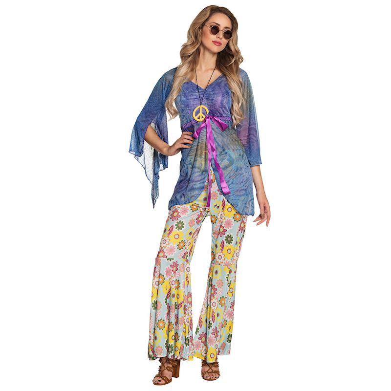 Kostüm Blumen Frau Gr. 36/38 Halskette, Shirt, Hose