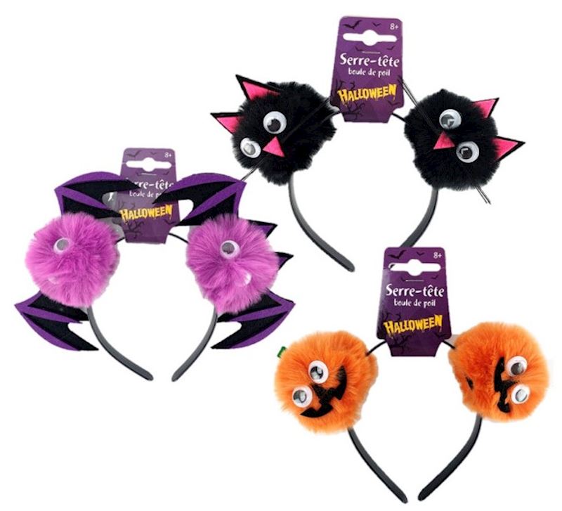 Serre-tête de poil 3 ass. halloween
