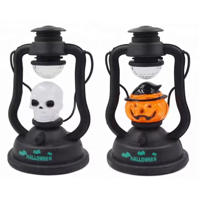 Laterne Halloween 2 sort. mit LED und Sound 20 cm
