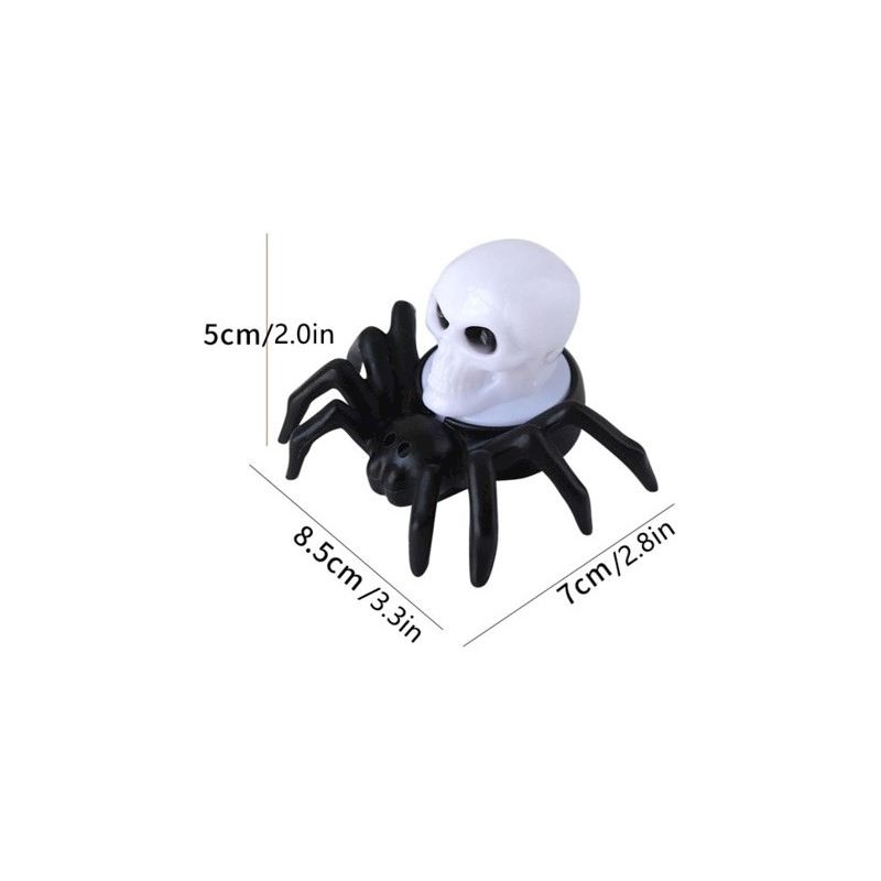Leucht Spinne Totenkopf mit LED 8.5x7x5 cm