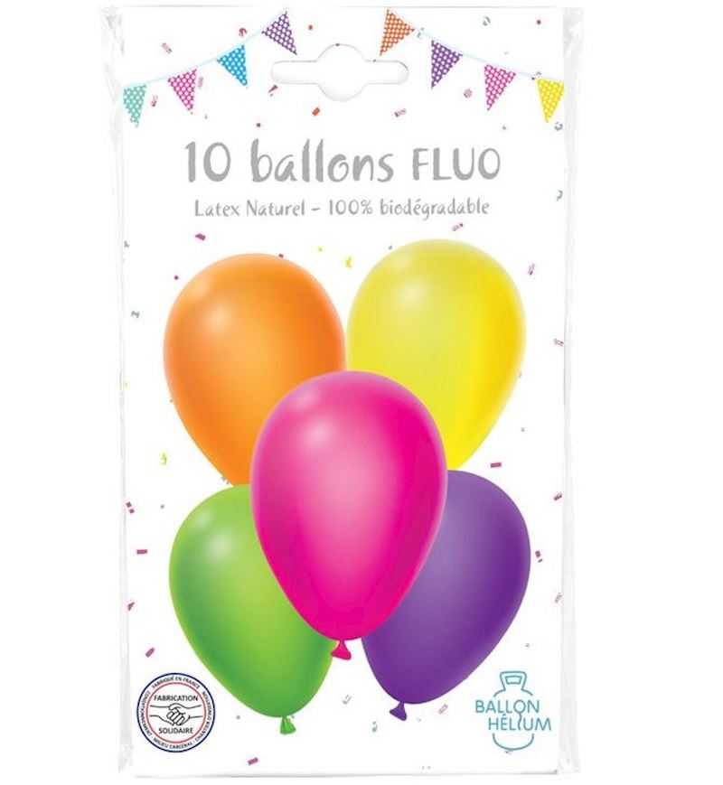 Ballons Mélangé 26 cm Sachet à 10 pcs, fluorescent