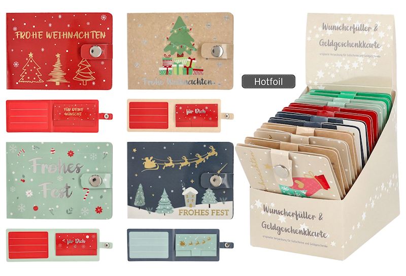 Geldgeschenk Karte 11x8 cm Weihnachten 4 sort.