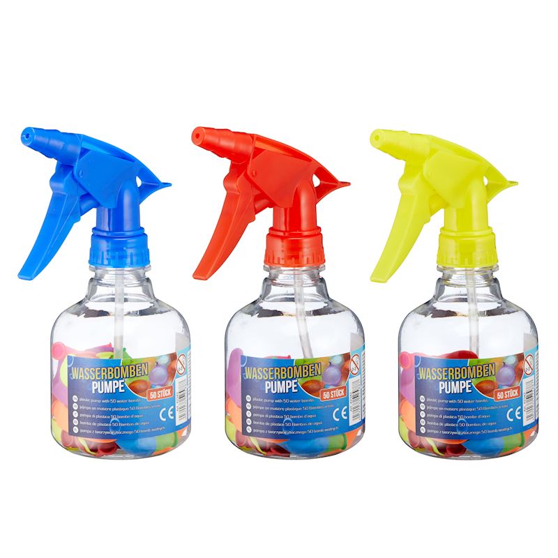 Wasserbomben Pumpe 17cm mit 50 Ballonen 3 sort.