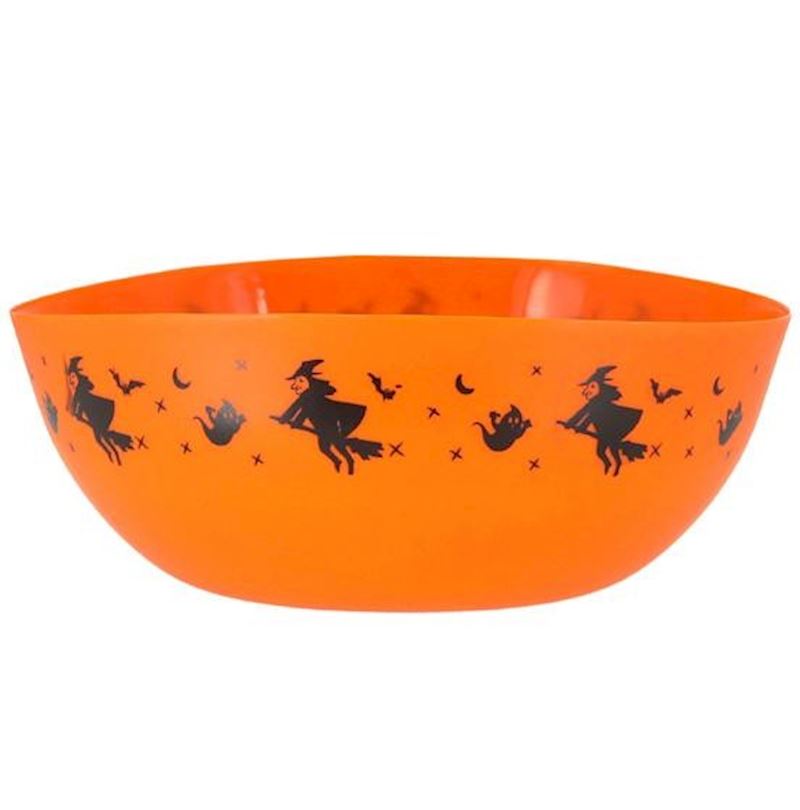 Halloween Schale mit Hexendeko 24 cm DM Kunststoff orange