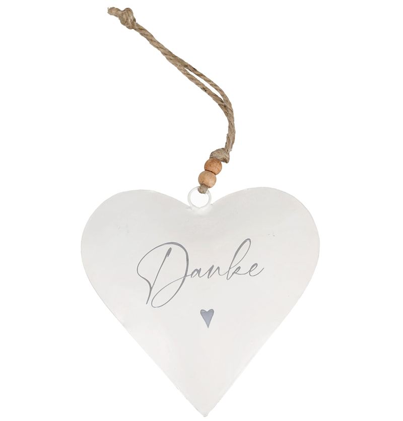 Hänger Deko Herz weiss aus Eisen, 12 cm