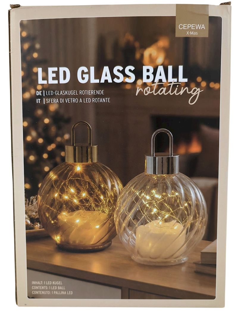 LED Weihnachtskugel drehend 15 cm 2 sort. exkl. 3 AA-Batt.