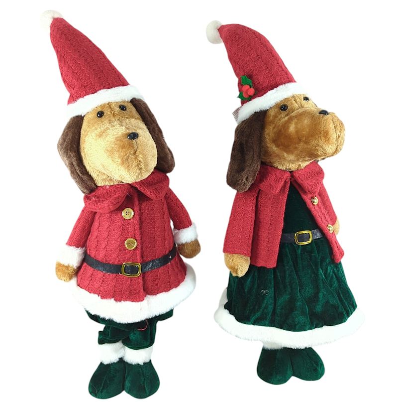 Poupée de Noël Teckel 80 cm femme et homme, 2 ass.