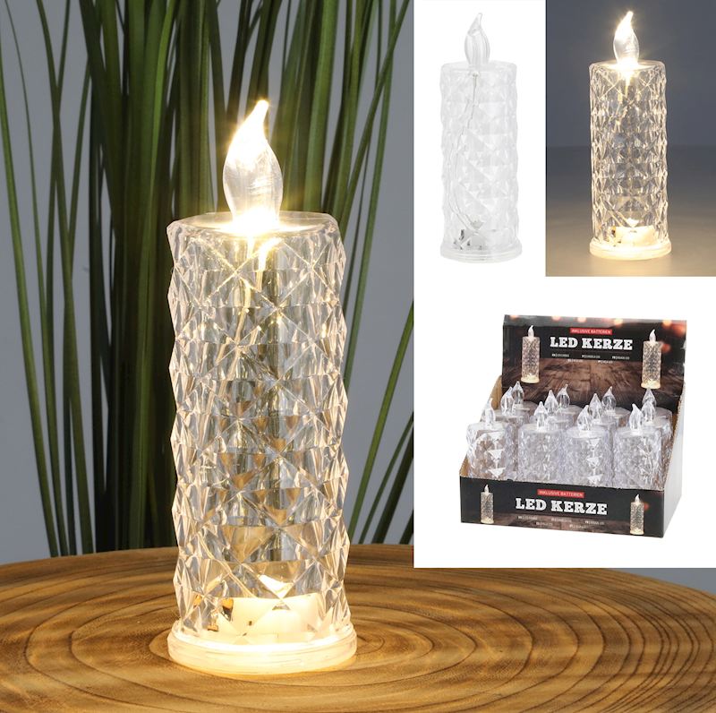 Bougie en cristal, 12 cm avec LED