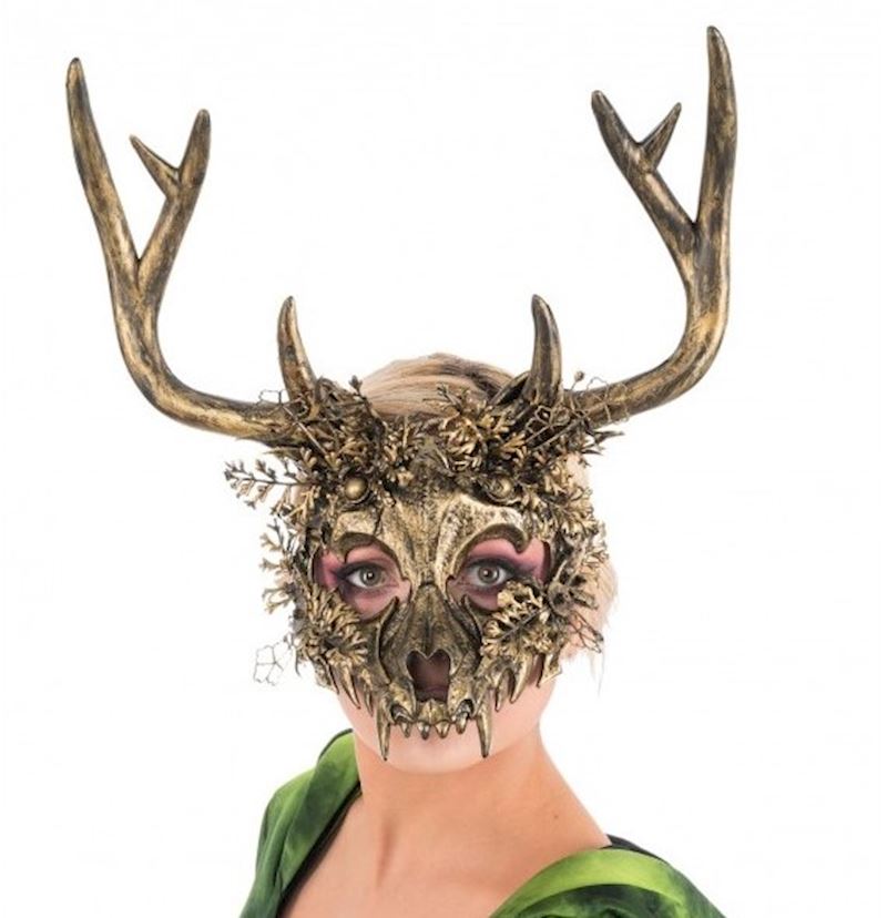 Masque squelette de cerf d'or steampunk