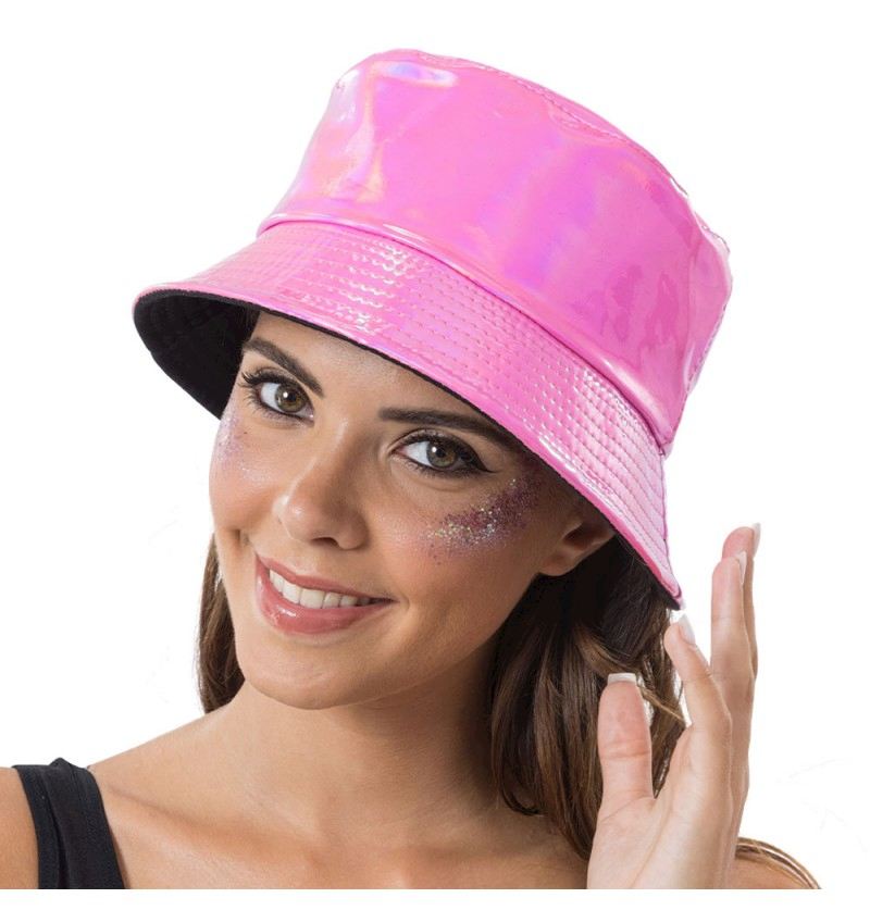 Fischerhut aus Vinyl rosa 