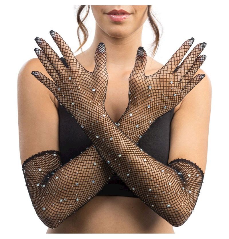 Gants filet blanc avec noir 45 cm