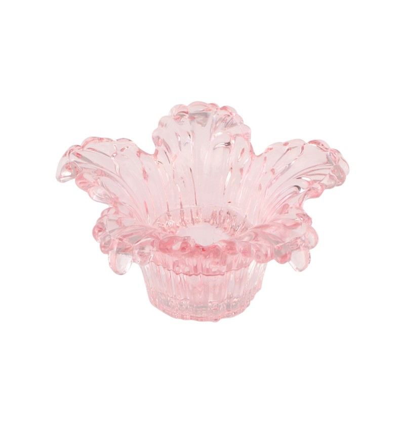 Bougeoir verre, rosé 12.5x6 cm