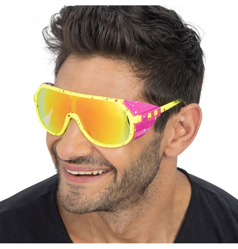 Partybrille/Skibrille gelb und rosa