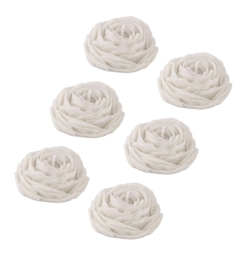 Kerzen 6 Stk. Camelia, weiss 5.8x2.4 cm Blume