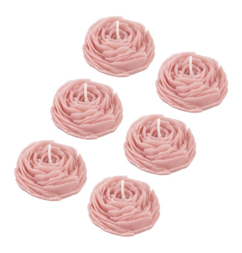 Kerzen 6 Stk. Camelia, rosa 5.8x2.4 cm Blume