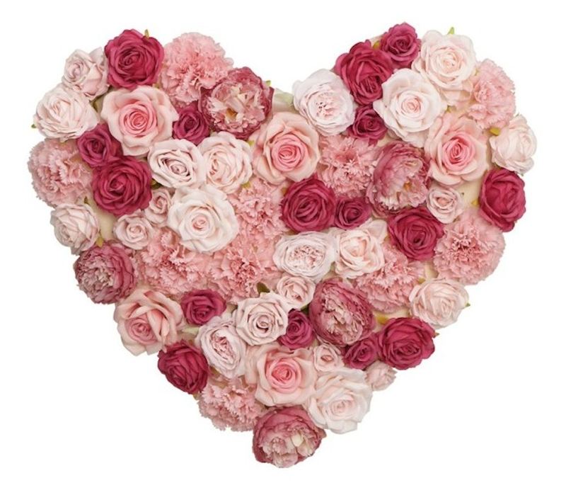 Panneau Floral Coeur fleurs 70x63 cm