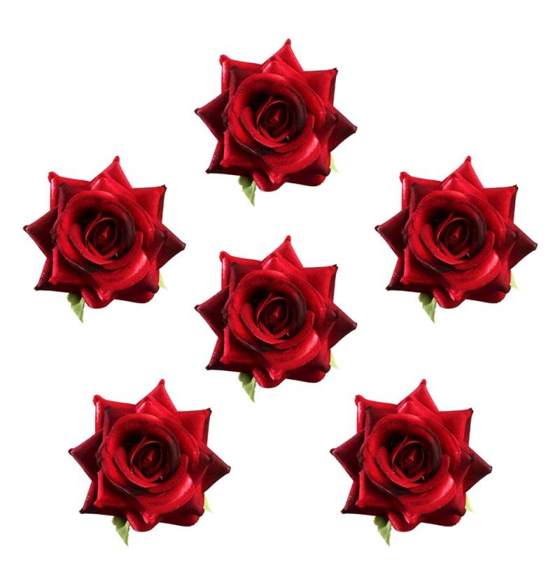 Roses en velours 4 pcs. rosé 7x4.5 cm